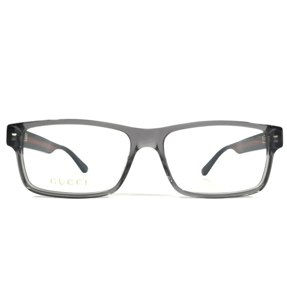 Gucci Eyeglasses Frames GG0752O 003 Gray Blue Red Rectangle Full Rim 56-16-150